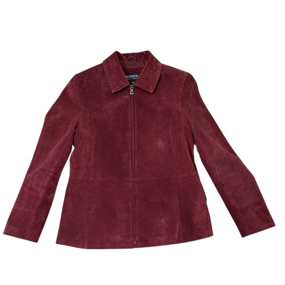 Vintage Bernardo Women’s M Red Burgundy Suede Leather Full Zip Lined Jacket Coat - Picture 4 of 14